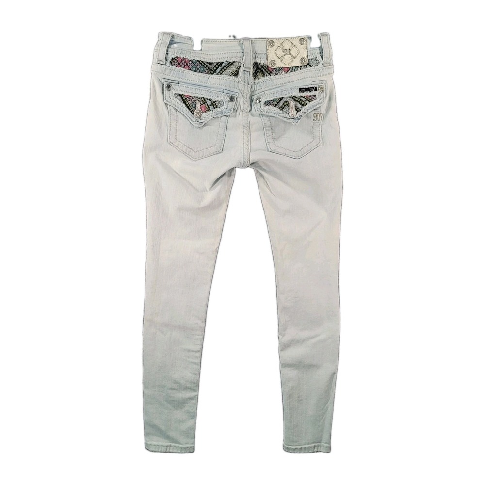 Miss Me Denim Jeans Blue Light Wash Mid Rise Skinny Womens 26 x 31 5-Pockets